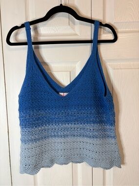Savida XL Blue Ombre Sweater Knit Tank Top